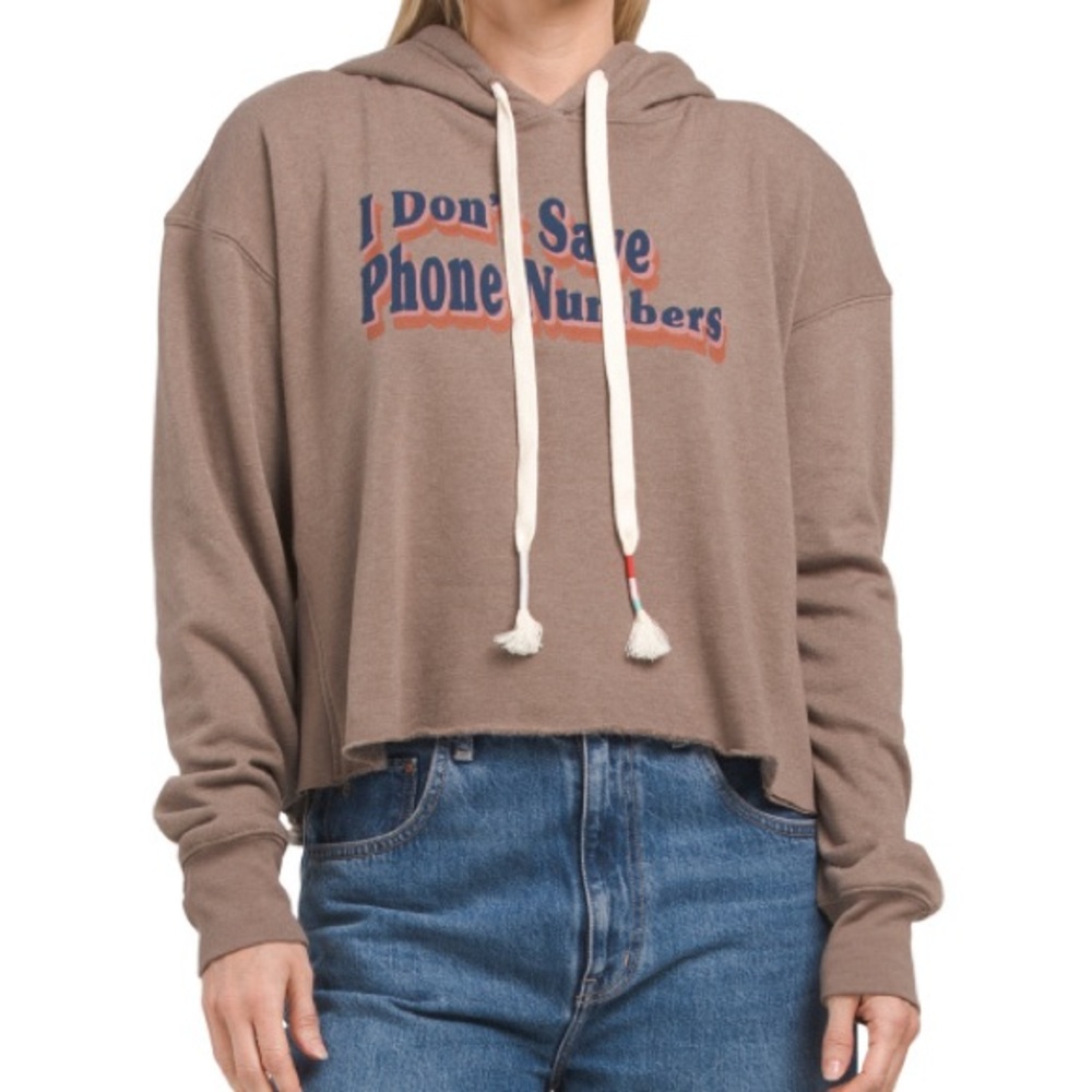 Wildfox Brown Cropped Hoodie Sweatshirt